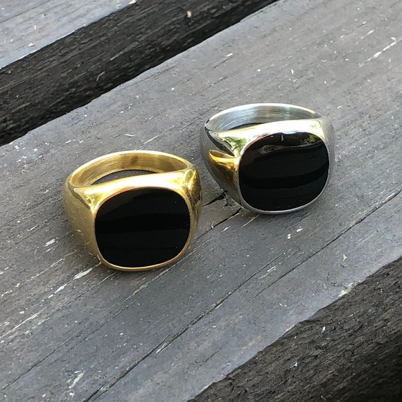 Black Signet Ring, Men's Pinky Ring, Signet Ring for Men, Gothic Ring, Mens Ring - Picture 1 of 7